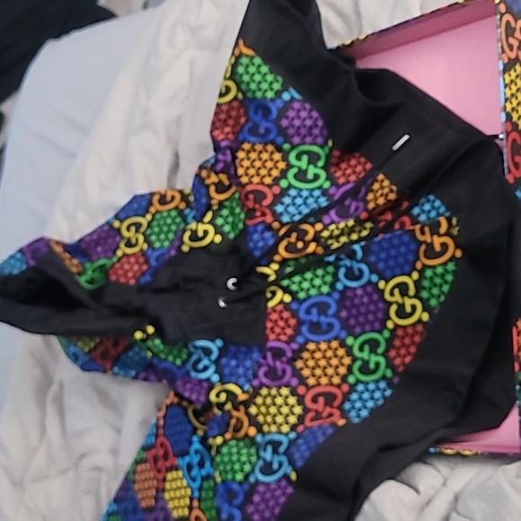 Silk Nylon Monogram Psychedelic Rain Hood Black - Picture 4 of 4